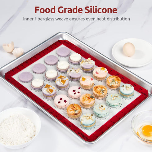 U-Taste 446ºF Heat Resistant Macaron Silicone Baking Mat, Non Stick Reusable Cookies Pastry Sheet Liner with Edge Enhancement Circle Measurement f...